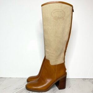 Franco Sarto Rivet Tan Brown Leather Tall Boot 8M